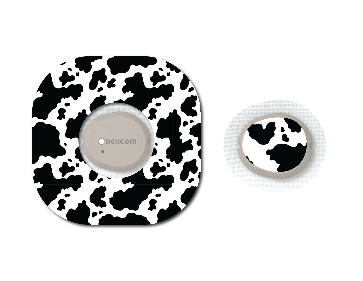 Cow Print Continuous Glucose Monitor (CGM) Decorative Over Patch and Sticker/Tattoo Set
