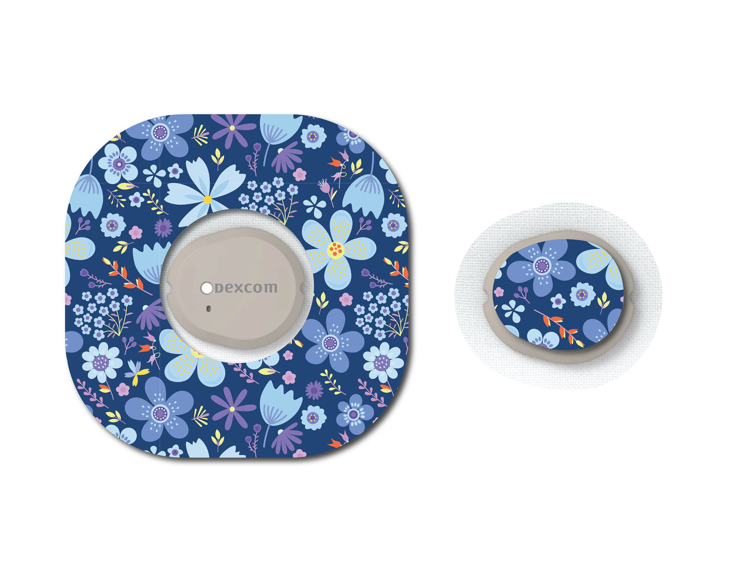 Spring Flowers on Blue Continuous Glucose Monitor Set