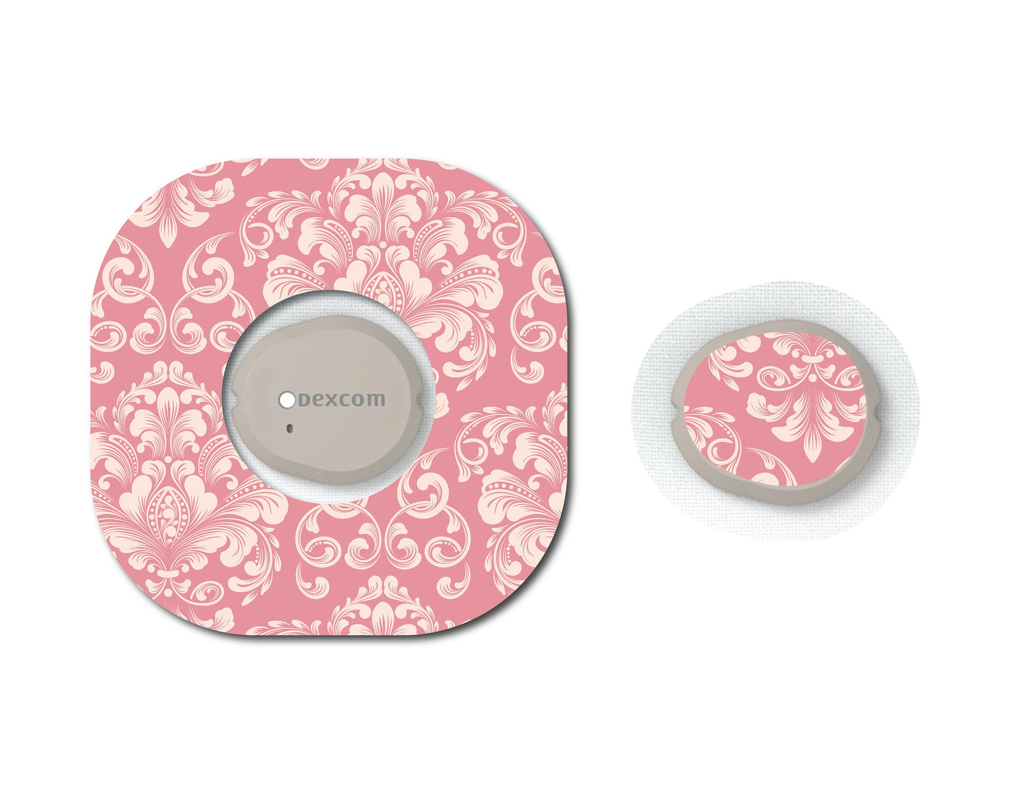 Pink Damask Continuous Glucose Monitor (CGM) Decorative Set