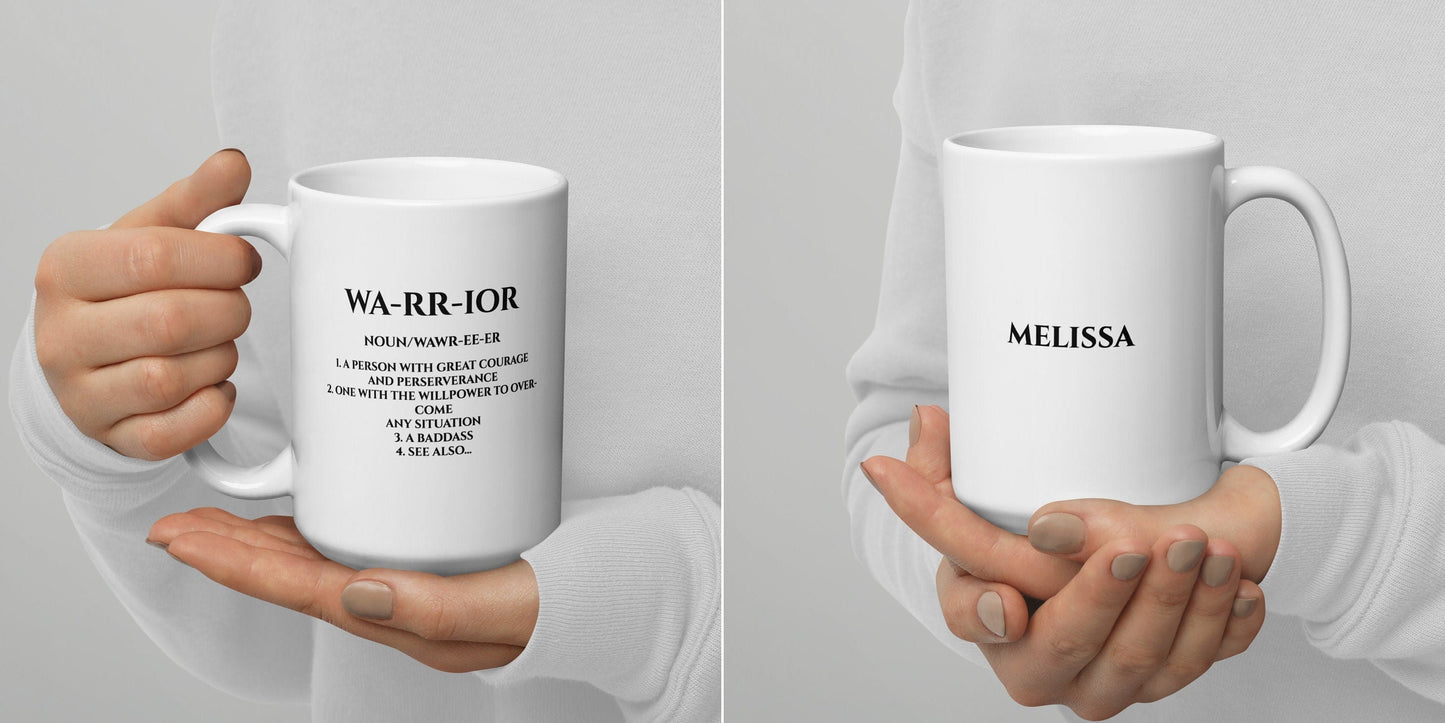Custom Personalized Warrior Coffee Mug 15 oz. Survivor Mug