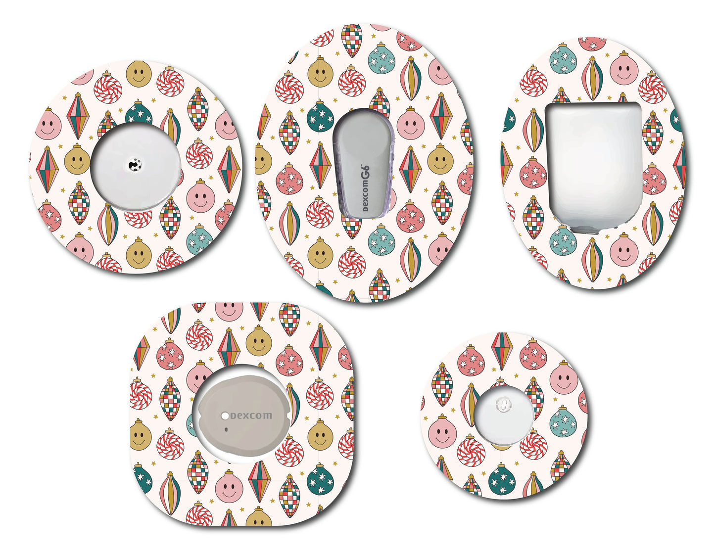 Retro ornaments CGM patch for Freestyle LIbre, Dexcom, Omnipod Continuous Glucose Monitor patches and stickers