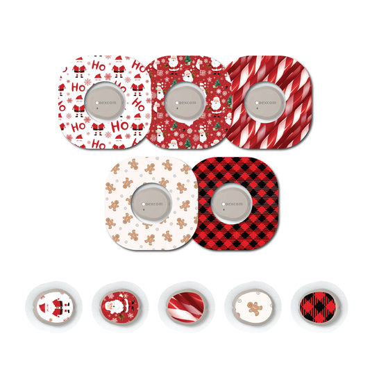 Christmas Collection Patch and Sticker Bundle Dexcom G7- Set of 5 Patch Sticker Overlay for CGM monitor
