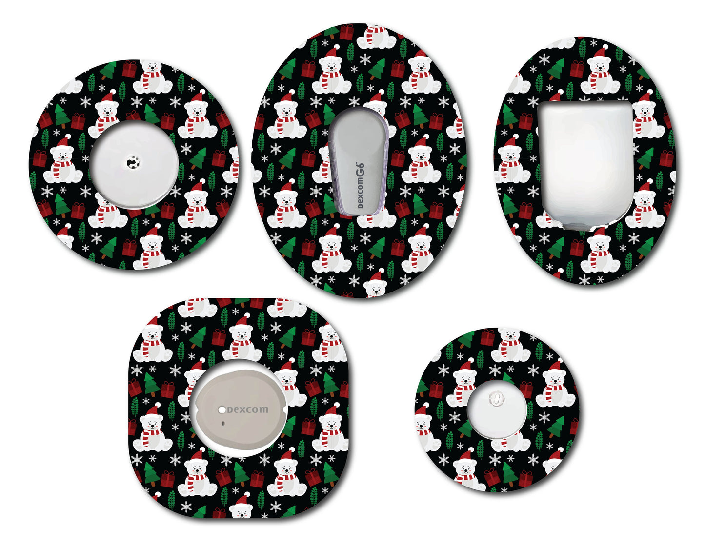 Cute Christmas Bears CGM patch for Freestyle LIbre, Dexcom, Omnipod Continuous Glucose Monitor patches and stickers