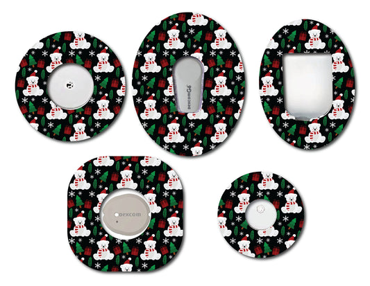 Cute Christmas Bears CGM patch for Freestyle LIbre, Dexcom, Omnipod Continuous Glucose Monitor patches and stickers