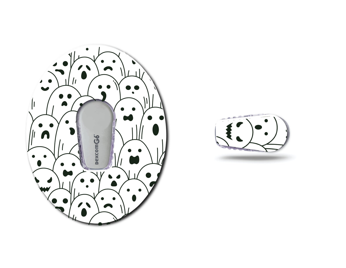 Ghosts Continuous Glucose Monitor (CGM) Decorative Over Patch and Sticker/Tattoo Set