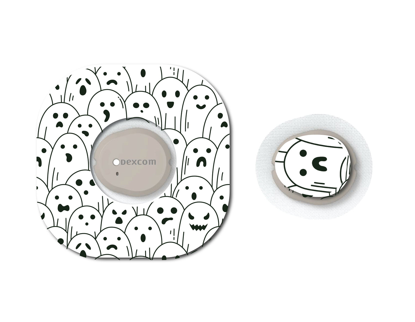 Ghosts Continuous Glucose Monitor (CGM) Decorative Over Patch and Sticker/Tattoo Set