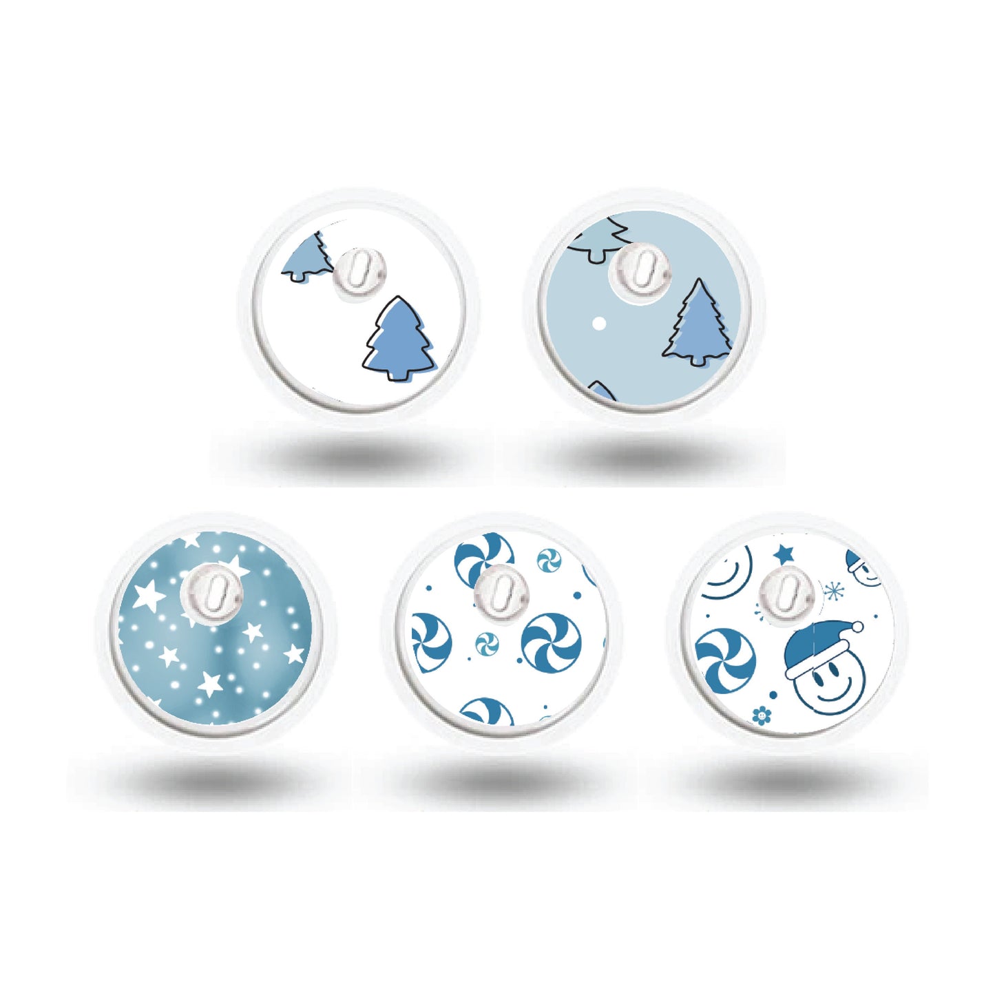 Blue Christmas Collection Patch and Sticker Bundle Freestyle Libre 3- Set of 5 Patch Sticker Overlay for CGM monitor