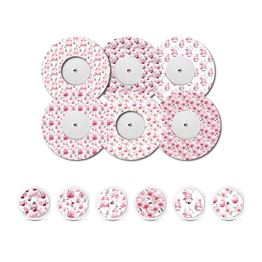 Pink Christmas Collection Patch and Sticker Bundle Freestyle Libre 2- Set of 6 Patch Sticker Overlay for CGM monitor