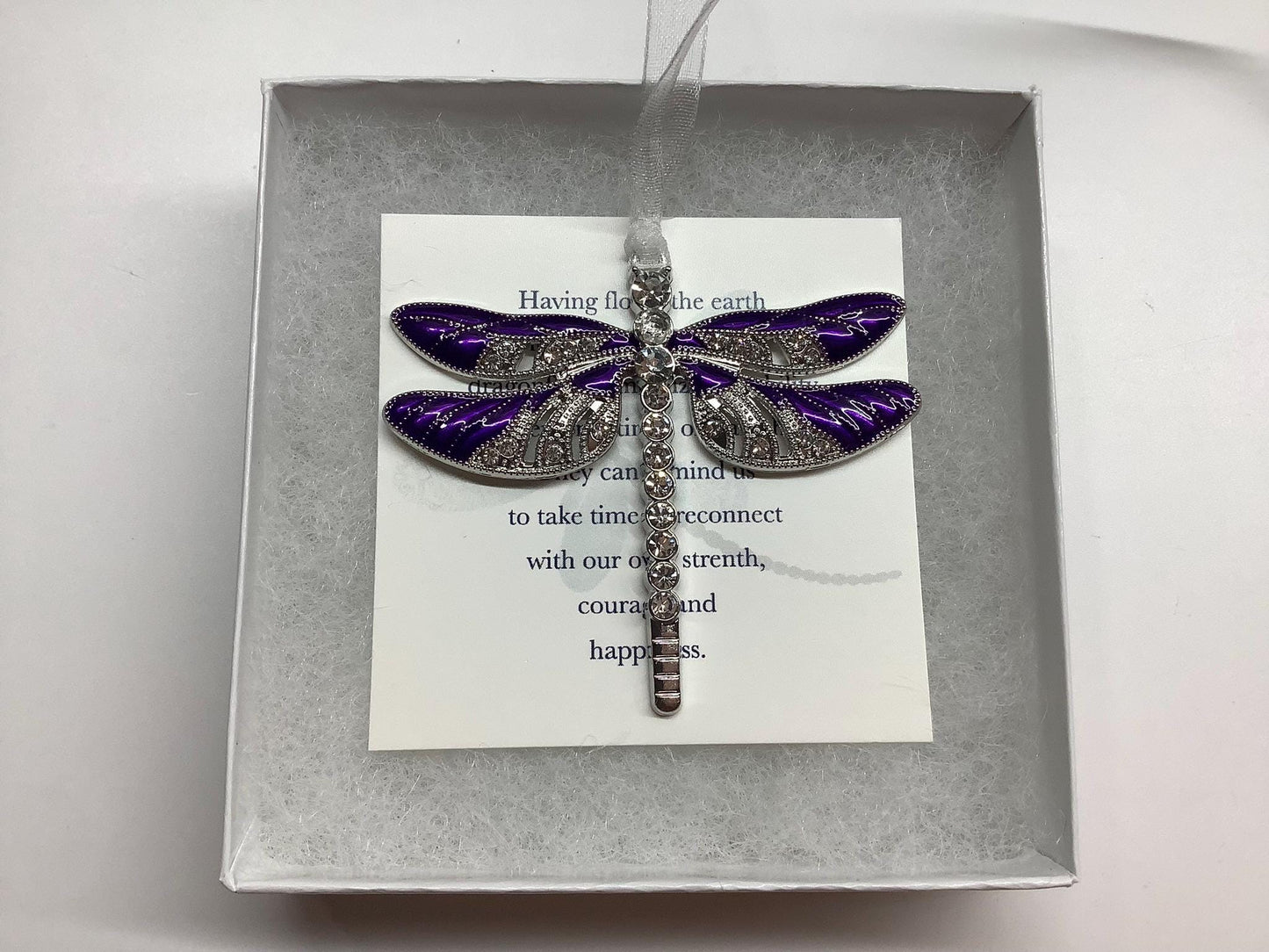 Purple Dragonfly Ornament - Rear View Mirror Accessory, Necklace, Keychain