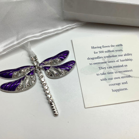 Purple Dragonfly Ornament - Rear View Mirror Accessory, Necklace, Keychain