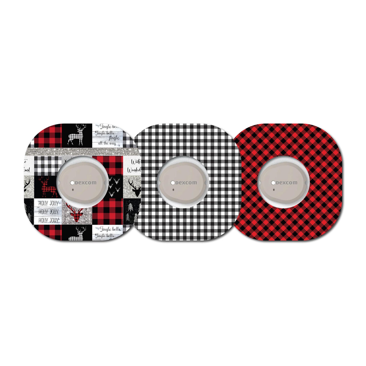 Buffalo Plaid Deer Collection Dexcom G7 Set of 3 Patch for CGM monitor