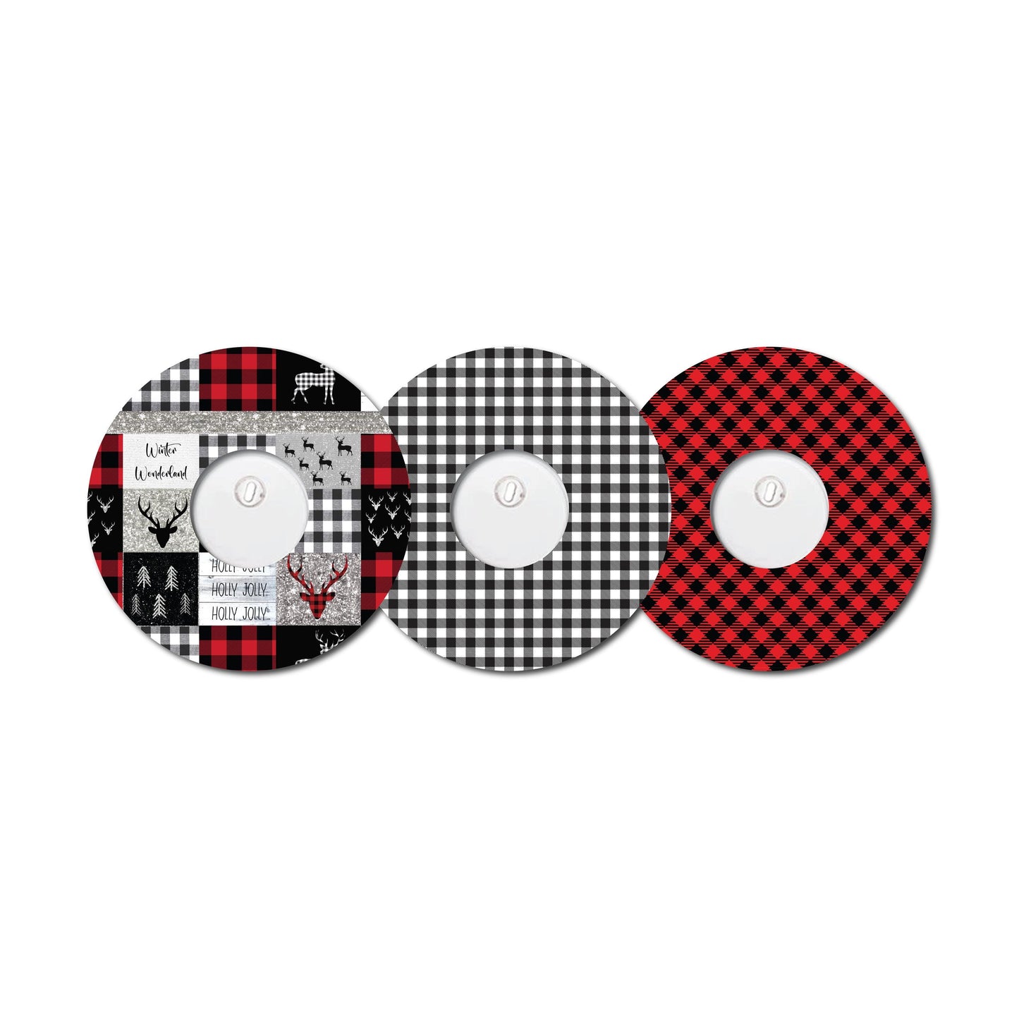 Buffalo Plaid Deer Collection Freestyle Libre 3 Set of 3 Patch for CGM monitor