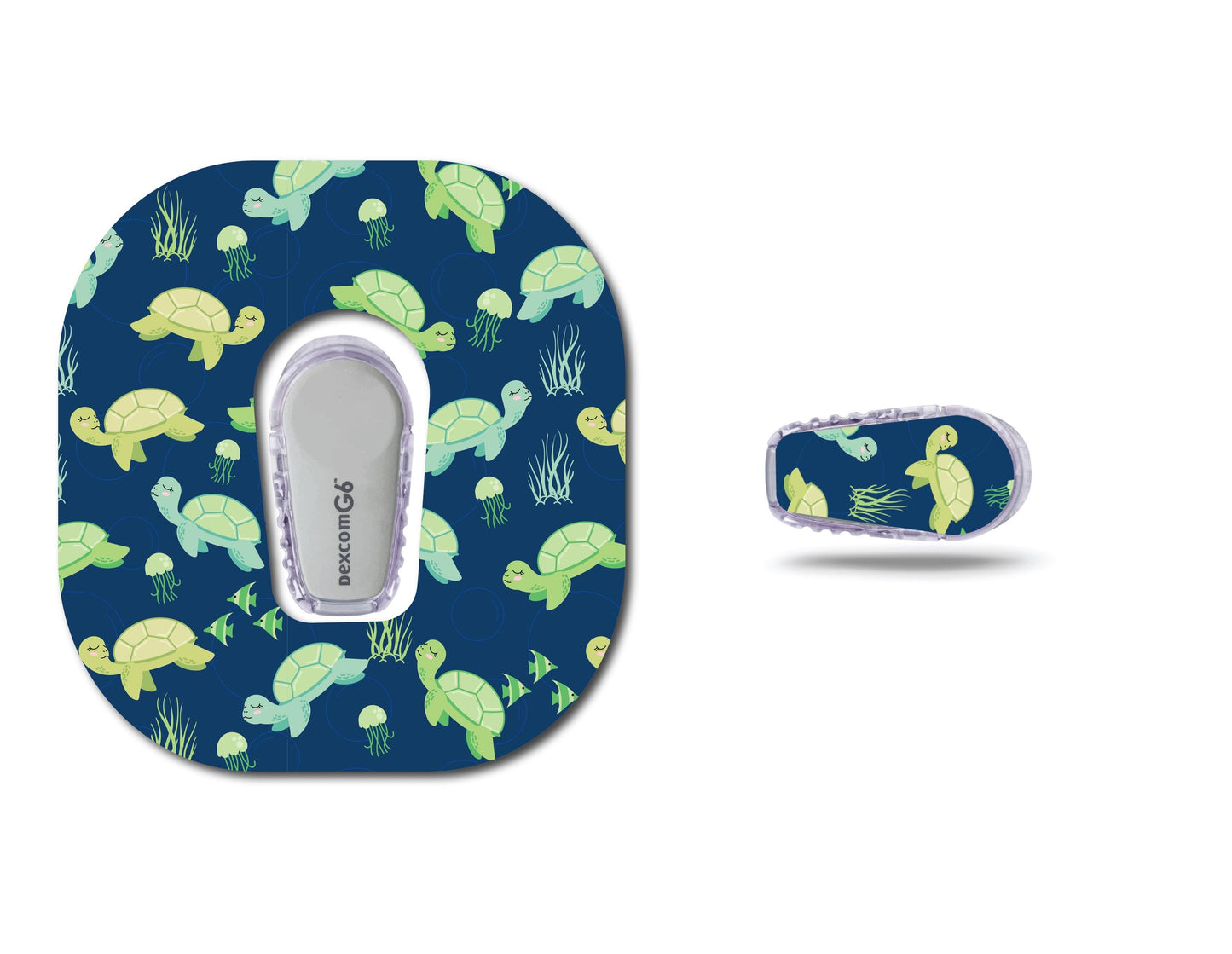 Cute Turtles on Blue Continuous Glucose Monitor (CGM) Decorative Set