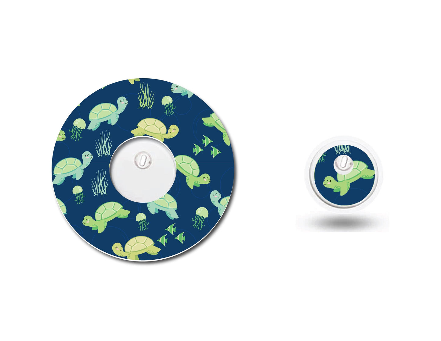Cute Turtles on Blue Continuous Glucose Monitor (CGM) Decorative Set