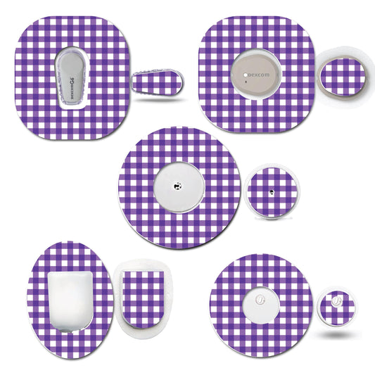 Love Purple Gingham Continuous Glucose Monitor Set