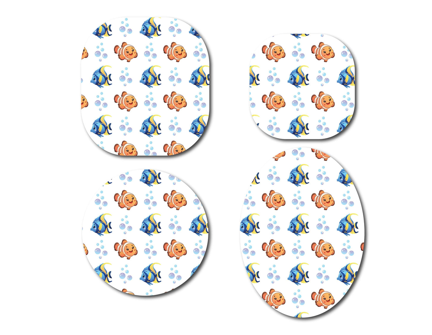Clown and Blue Tang Fish Continuous Glucose Monitor (CGM) Decorative Over Patch (No hole)