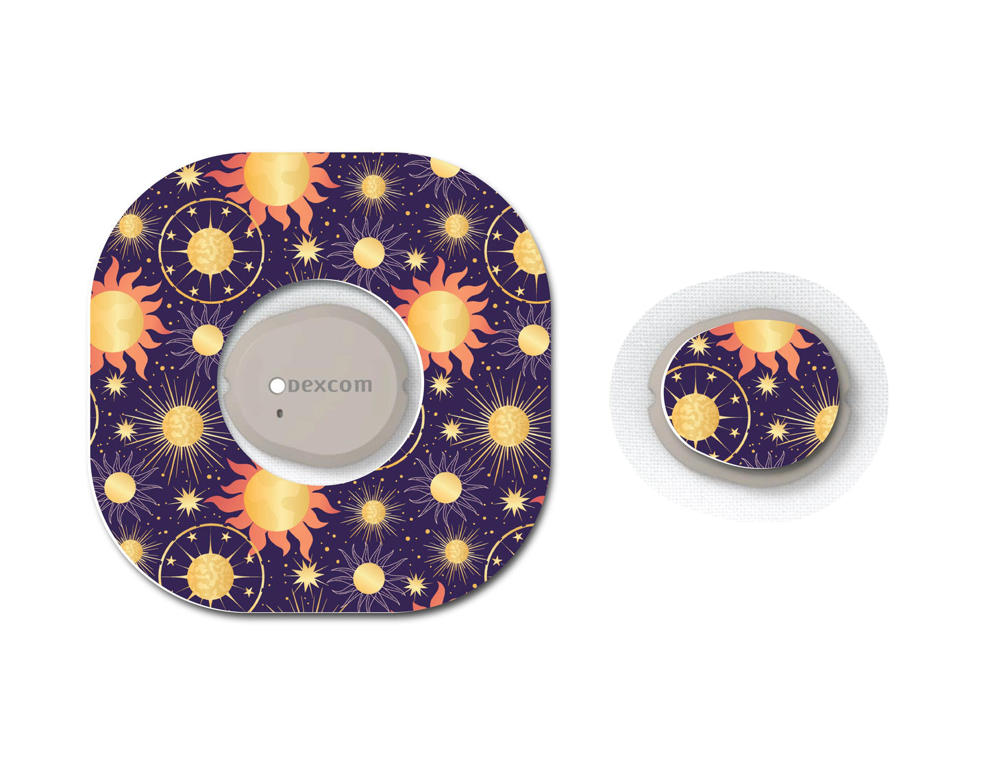 Celestial Sun and Planets Continuous Glucose Monitor (CGM) Decorative Over Patch and Sticker/Tattoo Set