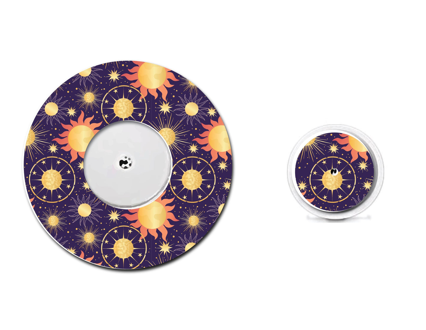Celestial Sun and Planets Continuous Glucose Monitor (CGM) Decorative Over Patch and Sticker/Tattoo Set