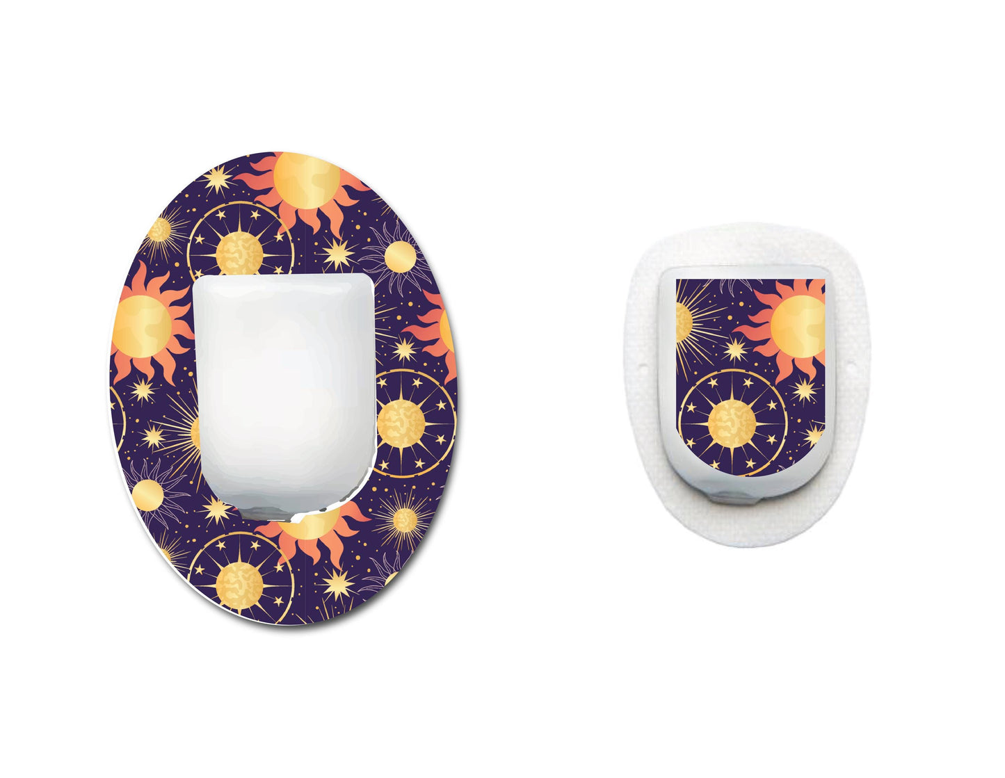 Celestial Sun and Planets Continuous Glucose Monitor (CGM) Decorative Over Patch and Sticker/Tattoo Set