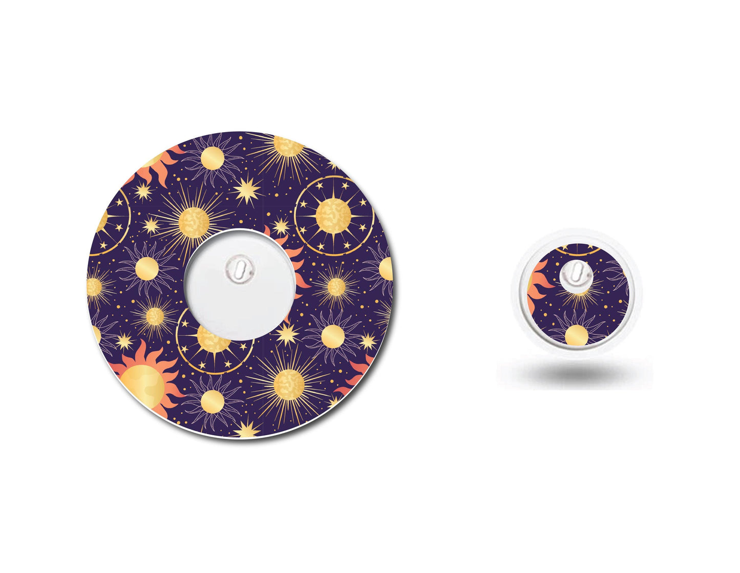 Celestial Sun and Planets Continuous Glucose Monitor (CGM) Decorative Over Patch and Sticker/Tattoo Set