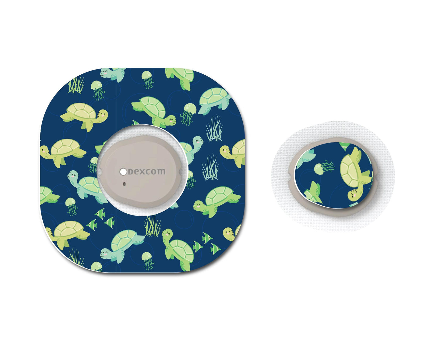 Cute Turtles on Blue Continuous Glucose Monitor (CGM) Decorative Set