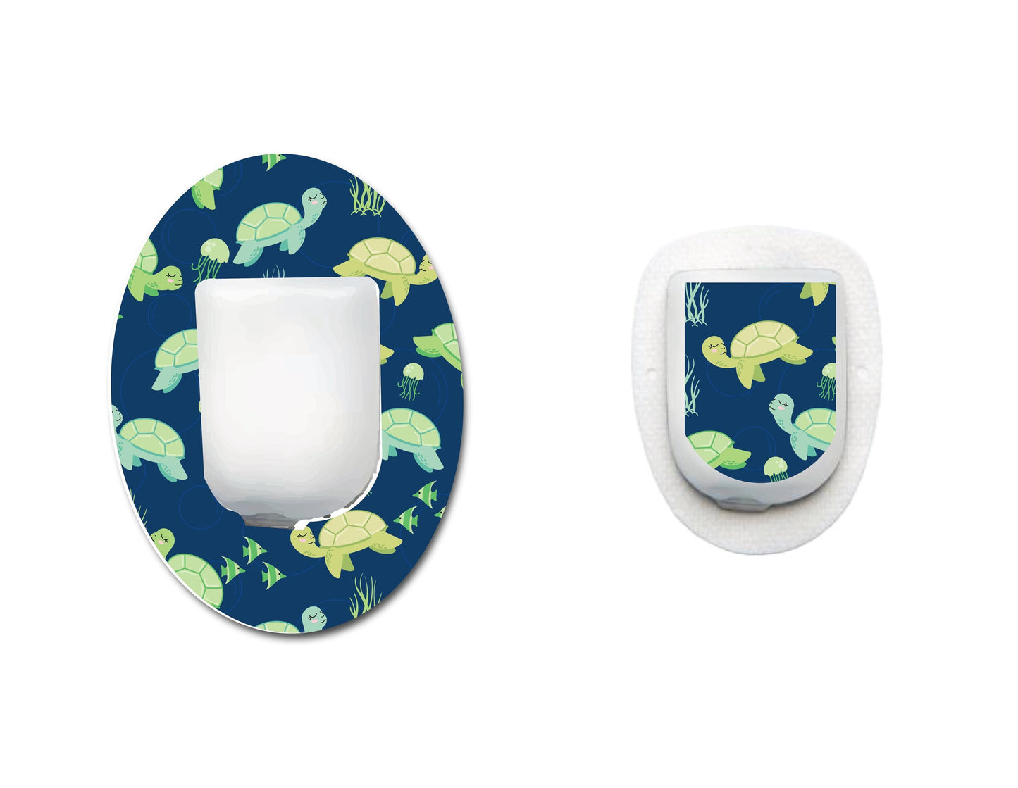 Cute Turtles on Blue Continuous Glucose Monitor (CGM) Decorative Set