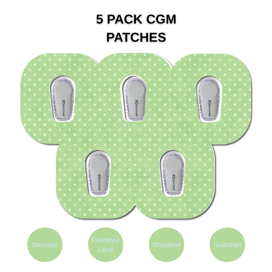 Polka Dots Leaf Green 5 Pack CGM Patches