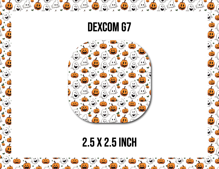 Halloween Ghosts and Pumpkins CGM Decorative Over Patch (No Hole)