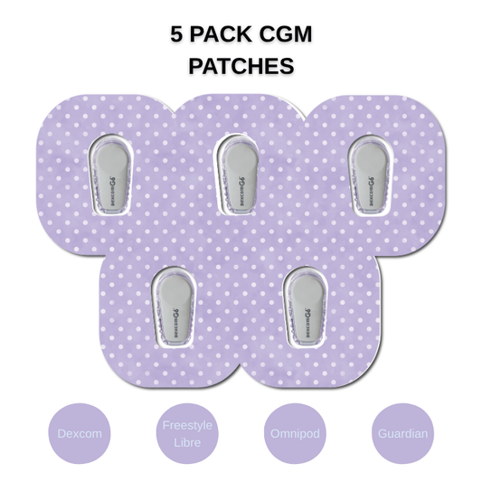 Polka Dots Periwinkle 5 Pack CGM Patches