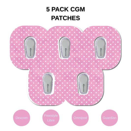 Polka Dots Pink 5 Pack CGM Patches