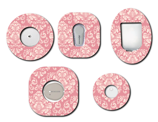Pink Damask CGM Patch