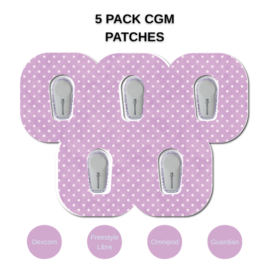 Polka Dots Purple 5 Pack CGM Patches
