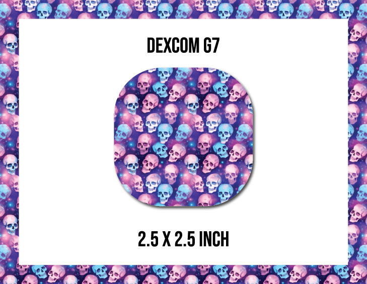 Rainbow Skulls CGM Decorative Over Patch (No Hole)