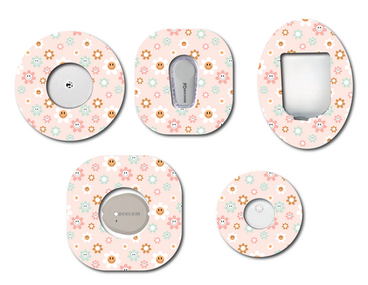 Retro Happy Flowers CGM Patch