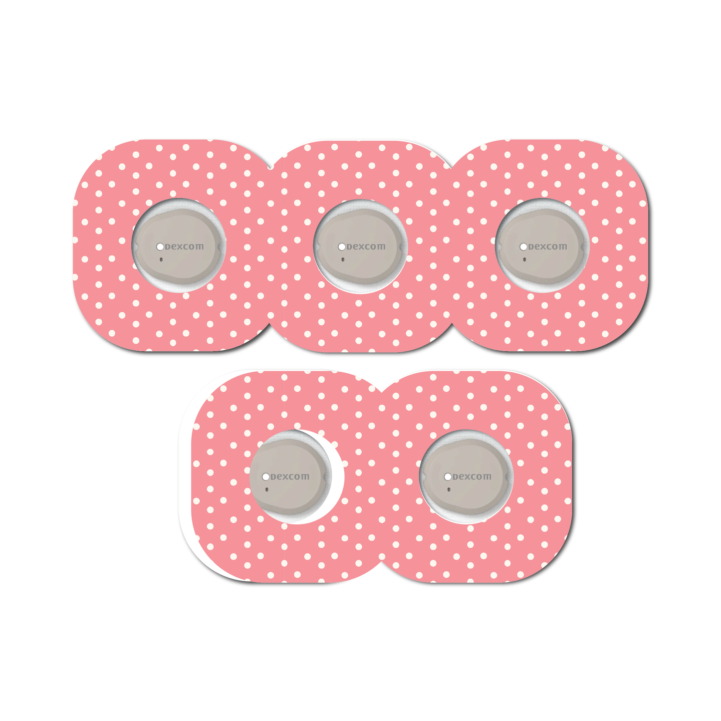 Strawberry Coquette Dark Pink Dots 5 Pack CGM Patches