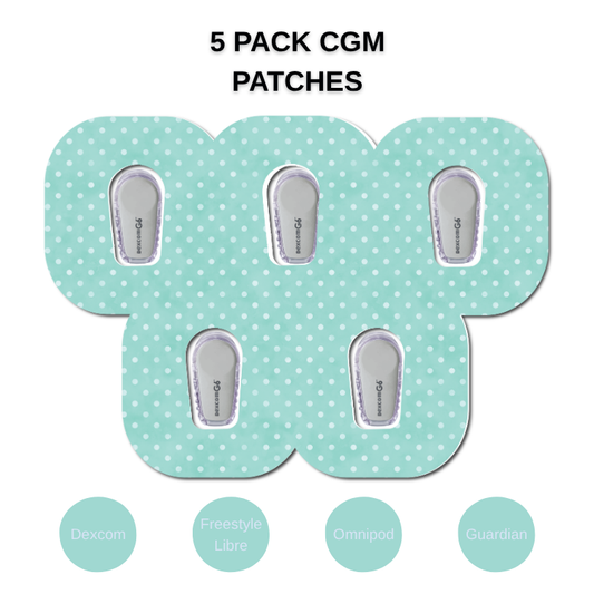 Polka Dots Aqua Green 5 Pack CGM Patches