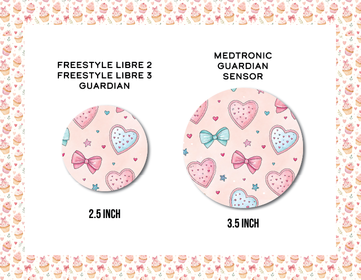 Bows and Hearts CGM Decorative Over Patch (No Hole)