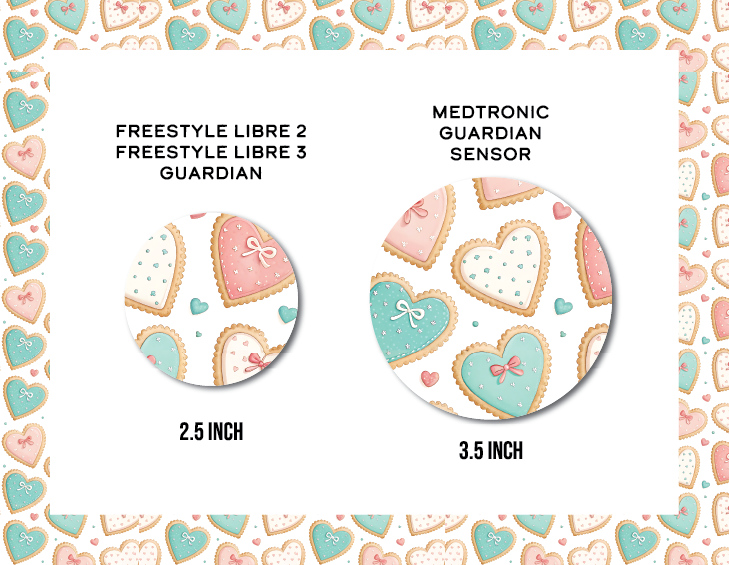 Heart Sugar Cookies CGM Decorative Over Patch (No Hole)