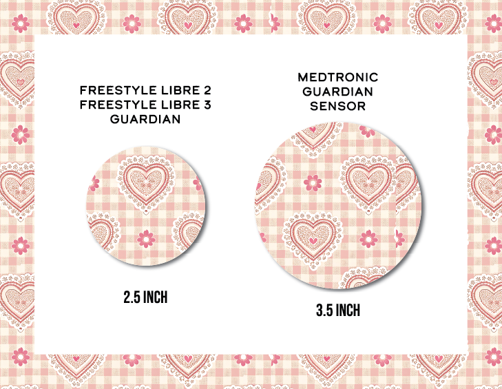 Gingham Hearts CGM Decorative Over Patch (No Hole)