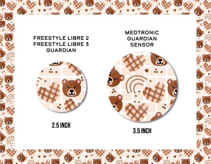 Bear Heart CGM Decorative Over Patch (No Hole)