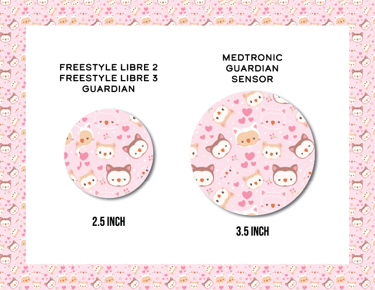 Pink Love Kittens CGM Decorative Over Patch (No Hole)