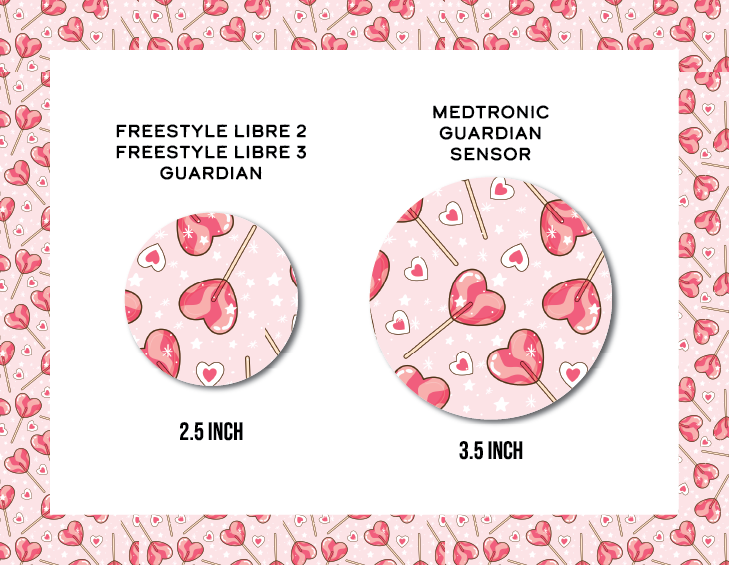 Heart Lollipops CGM Decorative Over Patch (No Hole)