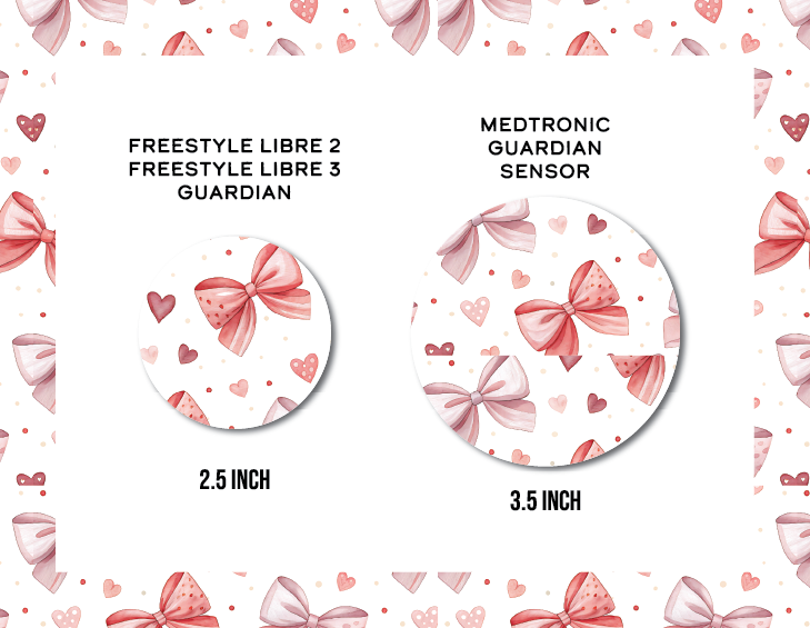 Pink and Red Coquette Bows CGM Decorative Over Patch (No Hole)