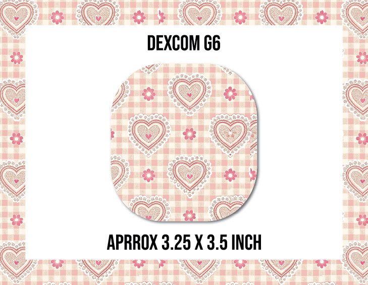 Gingham Hearts CGM Decorative Over Patch (No Hole)