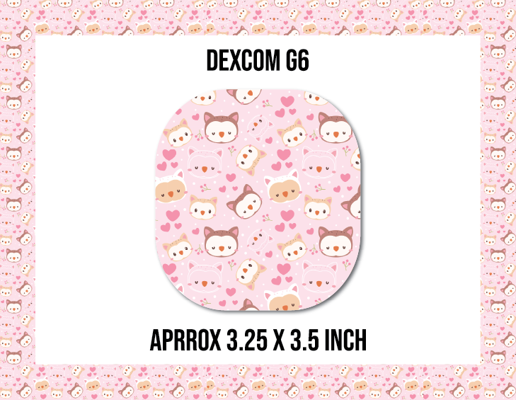 Pink Love Kittens CGM Decorative Over Patch (No Hole)