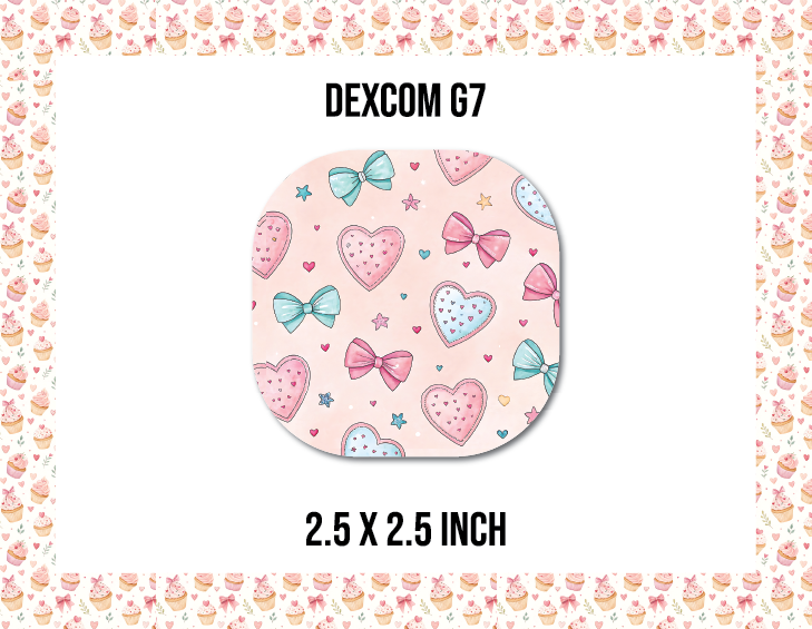 Bows and Hearts CGM Decorative Over Patch (No Hole)