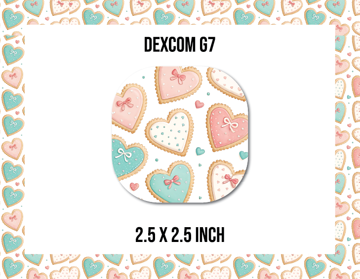 Heart Sugar Cookies CGM Decorative Over Patch (No Hole)