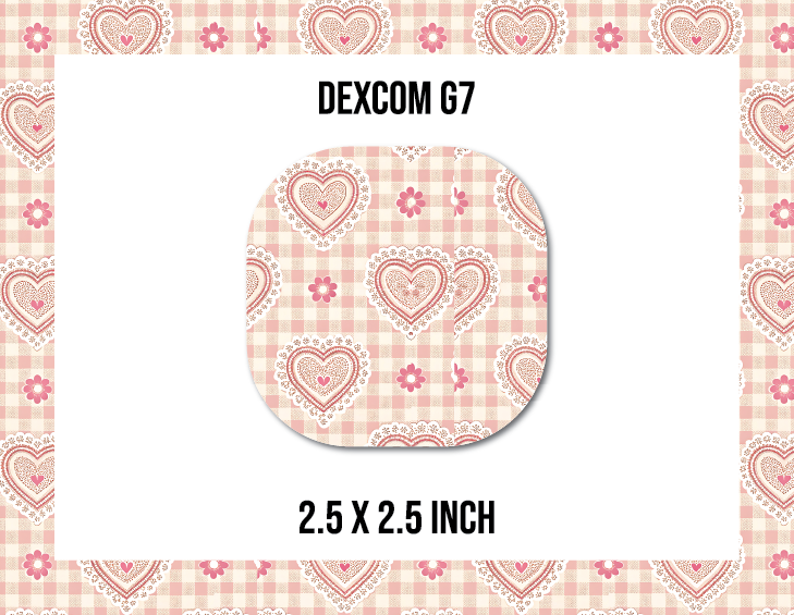 Gingham Hearts CGM Decorative Over Patch (No Hole)