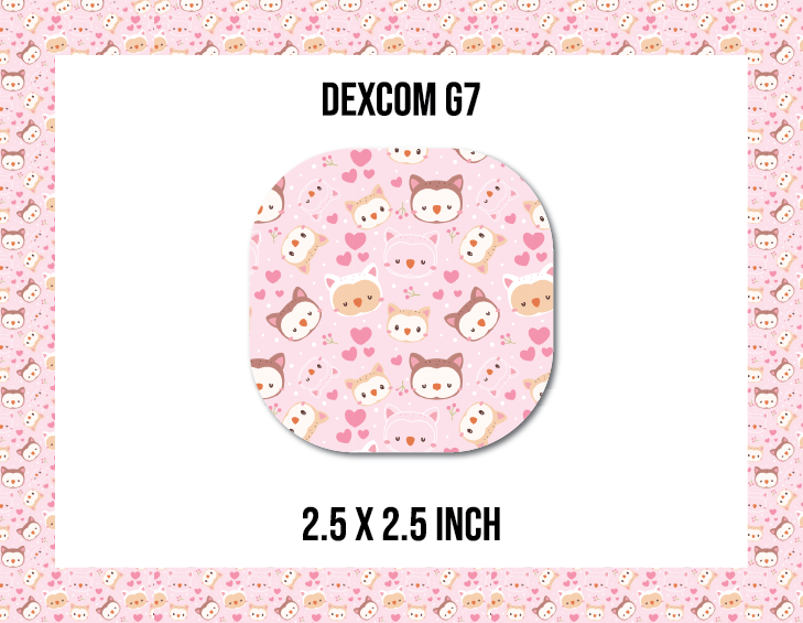 Pink Love Kittens CGM Decorative Over Patch (No Hole)