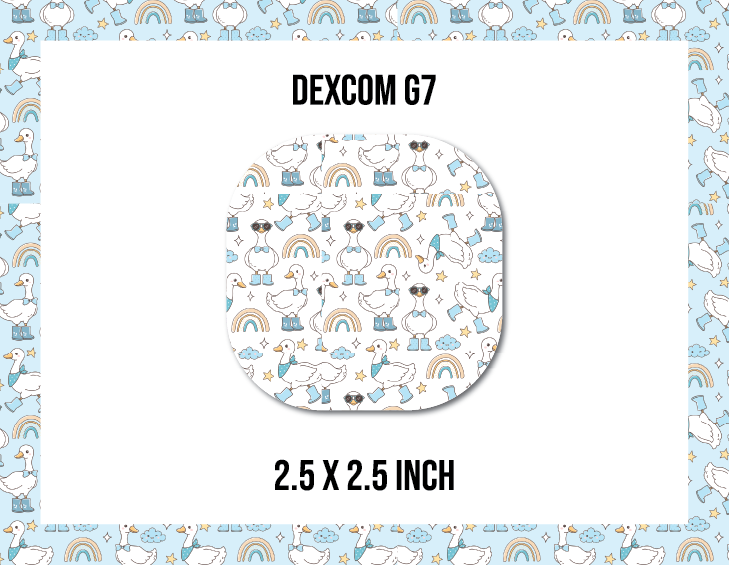 Silly Goose White and Blue CGM Decorative Over Patch (No Hole)